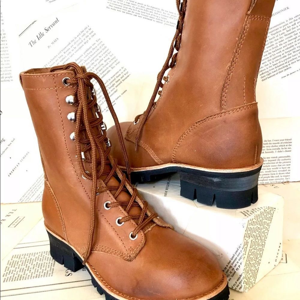 Jeffrey Campbell Boot Leather Combat Moto Lace Up - Picture 4 of 8